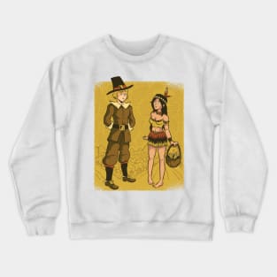 Cute Cartoon Thanksgiving Pilgrim and Native Crewneck Sweatshirt